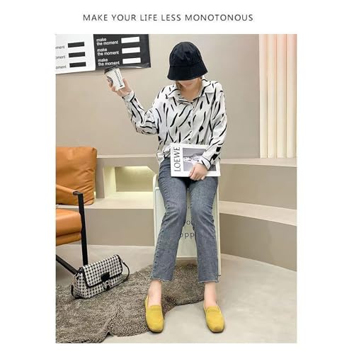 kuker Women Comfortable Arch Support Non-Slip Flat Shoes, Womens Square Toe Lightweight Breathable Knit Flat Shoes for Wide Feet4