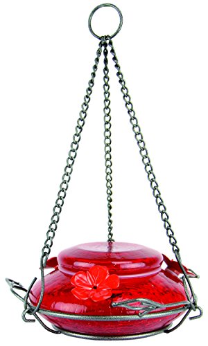 Nature's Way Bird Products MHF4 Hand Blown Garden Top Fill Hummingbird Feeder, 16 oz Capacity, Red