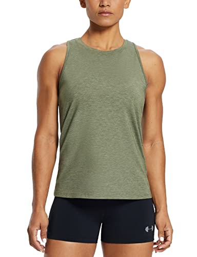 Baleaf Women's Workout Tank Tops Racerback Athletic Running Muscle Tank Gym Tennis Shirts Exercise Fitness M Heather Green #TOP4