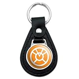 GRAPHICS & MORE Black Leather Green Lantern Blackest Night Orange Lantern Logo Keychain