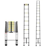 Multibao 13.5FT 4.1M Telescopic Ladder Aluminium Loft Telescoping Ladders Collapsible Extendable Multi Pursose DIY Tools Portable Max Load 150kg(330lb) 14 Rungs