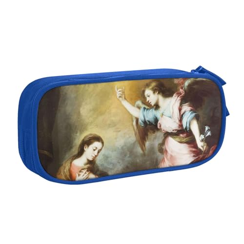 Bartolome Esteban Murillo 「受胎告知(1665年頃-1670年頃)」ペンケース 筆箱 文具ケース おしゃれ 筆袋 鉛筆ケース 鉛筆のサック 中高校生 軽量 収納バッグ 学生 子供 誕生日 入学ギフト 大容量 ダブルレイヤーBlue