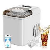 製氷機 家庭用 高速製氷 小型 製氷機 最短6-8分 APP 連携 リモートで製氷予約 自動洗浄機能 省エネ コンパクト携帯式 製氷器 2種類氷サイズ 選択可能 透明窓 氷つくり機 氷保管量500g 大容量1.3L水タンク 自動停止 水不足提示 卓上/家庭用/キャンプ/業務用 日本語説明書付き【3-5日でお届け】