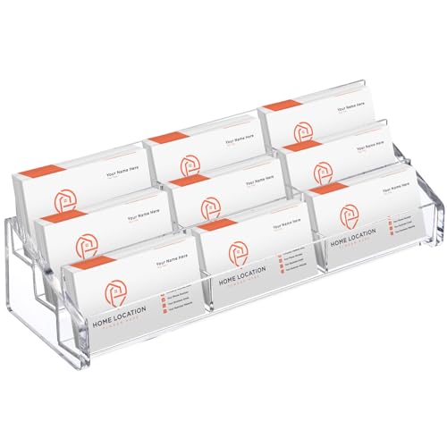 Acrylic Business Card Holder for Desk 9 Slot 3 Tier Multiple Card Display