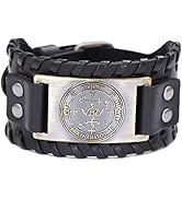Kkjoy Leather Cuff Bracelet Mysterious Ancient Bronze Symbol Bracelet, Viking Gothic Cuff Bangle,...