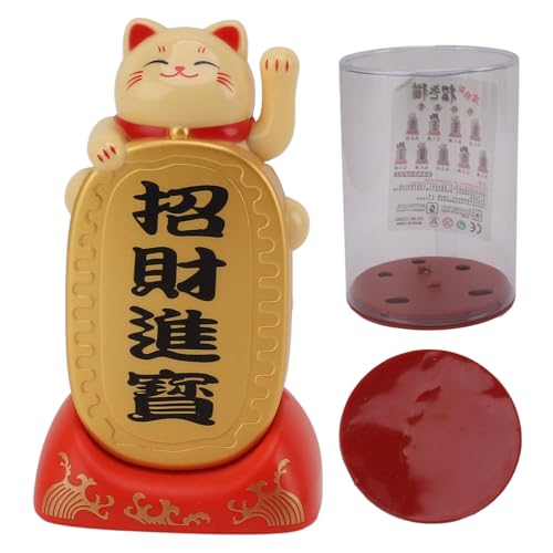 Braço Agitado de Gato da Sorte, Decorações de Estátua de Gato da Fortuna Solar Estatueta Colecionáve