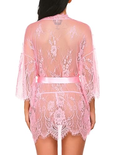 image for Avidlove Women's Plus Size Lingerie Lace Kimono Robe Babydoll Chemise 