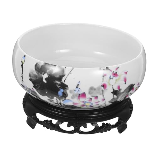 OFFSCH Pot de Fleurs Hydroponique Céramique Blanche Base Stable pour Nénuphars Pothos et Plantes Aquatiques Décoration Jardin Intérieure