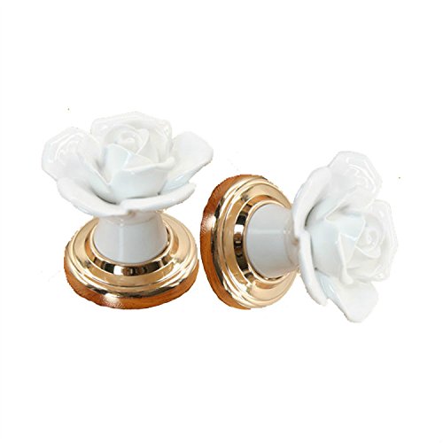 Set di 8 pomelli in ceramica bianca e rosa, dipinti a mano con diversi disegni. Manopole classiche da 40 mm di diametro | Leroy Merlin