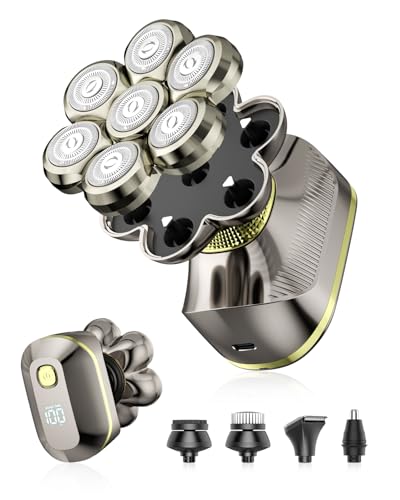 Image of Head Shavers for Bald Men, IPX7 Waterproof Washable, 5-in-1 Grooming Kit, Ideal for Daily, 120 Min-XSM Gold