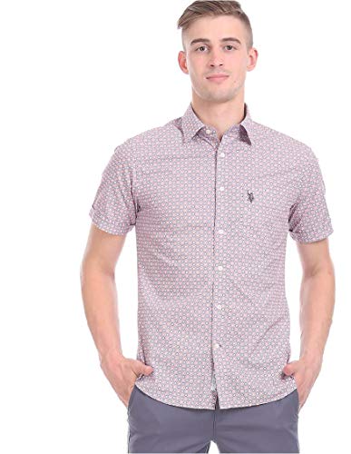 Image of US Polo Association Men's Solid Regular Fit Button Down Shirt (USSH6039H Grey, Blue and Red 3XL)