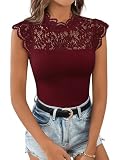 GORGLITTER Spitzen Body Bodysuit Elegant Damen Trachtenbody Mit Flügelärmel