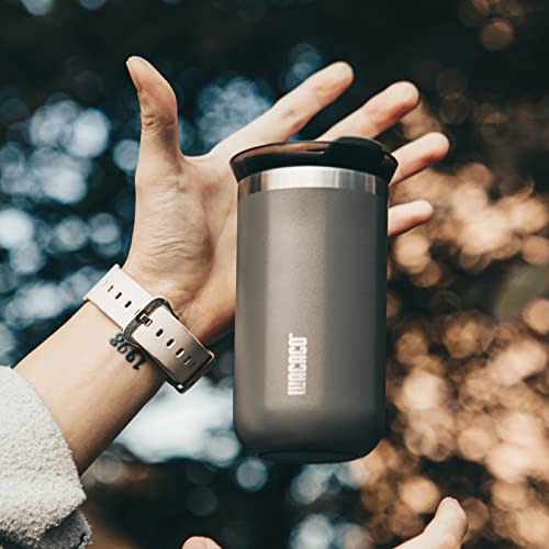 Image of WACACO Octaroma Lungo Vacuum Insulated Coffee Mug, Double-wall Stainless Steel Travel Tumbler With Drinking Lid, 10 fl oz(300ml), Dim Grey