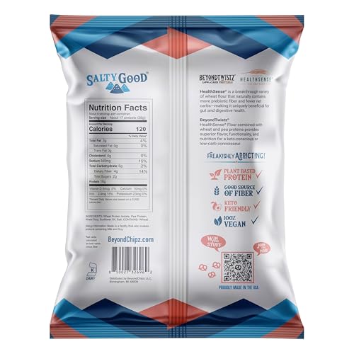Image of BeyondTwistz Protein Pretzels, Low Carb Pretzels, Salty Good, 18g Protein, 2g Net Carbs, Keto Friendly, Powered By HealthSense High Fiber Wheat Flour, 6 oz Bag, Pack of 3