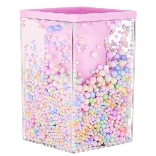 Uoocg Soporte cuadrado para bolígrafos de acrílico transparente para niños, organizador de escritorio, para oficina, escuela, hogar (rosa)