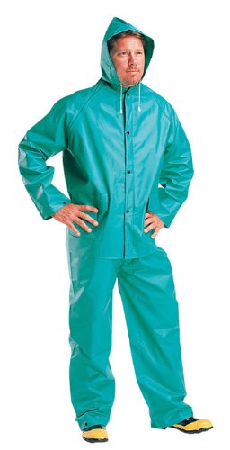 Liberty Glove & Safety 1260S DuraWear PVC/Polyester 2-Ply 3-Piece Protective Rainsuit, 0.35mm Thick, Small, Lime Green (Case of 10)