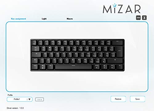 Mizar Mz60 Luna Mechanical Gaming Keyboard | 60% Keyboard 62 Key Ansi Us Layout | Rgb Led Backlit | Anti Ghosting Nkro | Progammable Macro Keys | Hotswap Gateron Yellow Switches | White #TOP6