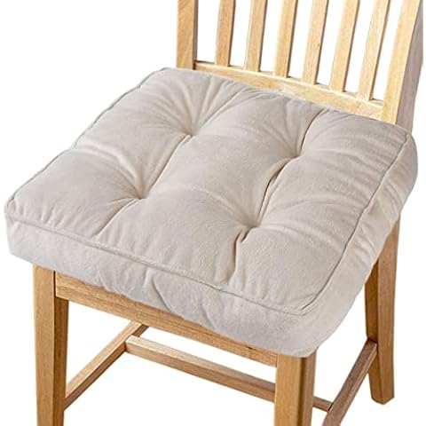 Big Hippo Chair Cushion,Soft Seat Pads with Ties for Dining Chair, Padded Cushion Chair Seat Pads Armchair Cushion Thick Square Seat Cushions Fit for Home Office Car (Beige, 1 Pack) Cover