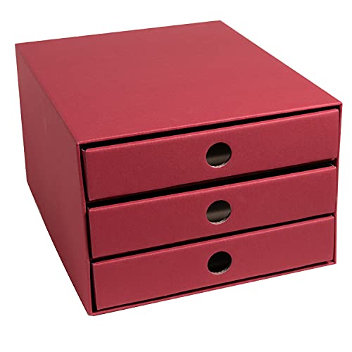 PresentFill® Schubladenbox Pappe Bordeaux - 100% Recycling Karton - Made in Germany - Schubladenturm für DIN A4 Papierablage - stabil stapelbar - Büro Schreibtisch Organizer – Ablagebox - Ordnungsbox