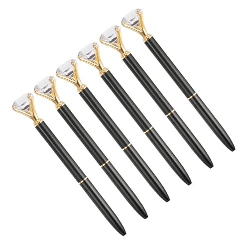 YOKIVE 6 Pcs Black Ink Ballpoint Pen with Crystal Diamond, Twist Design Metal Pen 1.0mm Medium Point Style 1, Great for Office, Studios, Writing (Black)