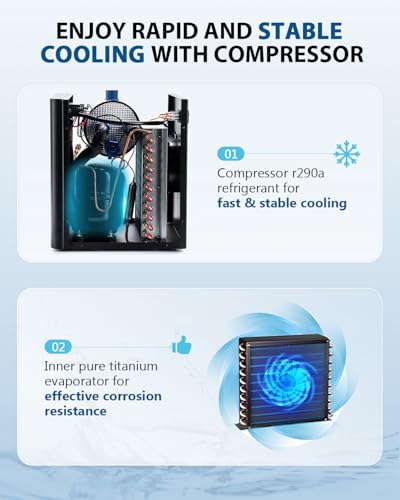 BAOSHISHAN Aquarium Chiller 42gal 1/10 HP Water Chiller for Hydroponics System with Compressor Refrigeration Special Quiet Design for Fish Tank Axolotl Coral Reef Tank 160L