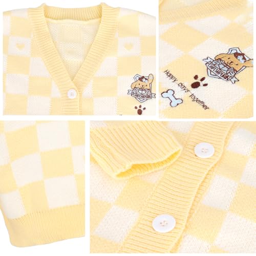 Image of Kawaii Cartoon Cardigan Sweaters for Women Girls Long Sleeve Open Front Knit Cardigans JK School Uniform, Yellow, S