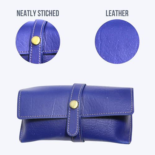 Image of Personalized Leather Goggle Cover | Custom Name | Unisex Faux Leather Eyewear Case with Button Closure | Travel-Friendly & Durable Sunglasses Holder for Men & Women