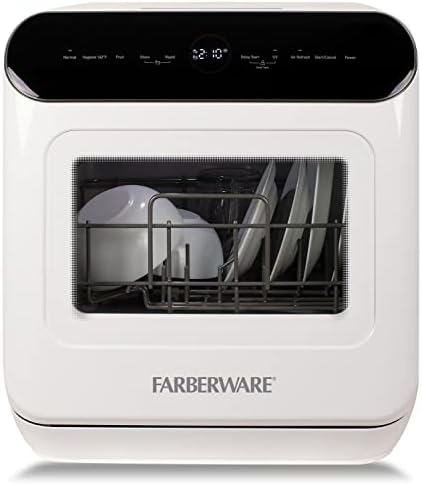 Farberware Portable Countertop Dishwasher with 5-Liter Built-in Water Tank - 5-Program System for Home, RV, and Apartment - Wash Dishes, Glass, Fruit, and Baby Products