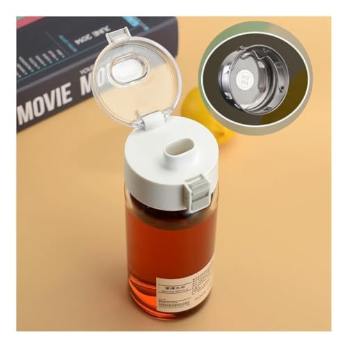 Image of Wosta Leakproof Glass Water Bottle with Stainless Steel Infuser Glass Tea Infuser Bottle with Strainer and Neoprene Sleeve for Loose Leaf Tea, Cold Brew Coffee. (C - WHITE, 450ML)