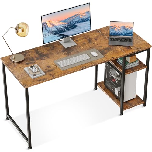 ODK Escritorio, escritorio para ordenador con estante reversible, mesa de oficina para oficina y salón (marrón, 120 x 50 cm)