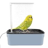 Fiotha Vogeldusche Wellensittich, Automatische Vogel Dusche mit Pumpe, Vogelbad mit Wasserkreislauf und Mehreren Wasserhähnen, Vogel Badehaus Badewanne für Wellensittiche, Sittiche (Grau)