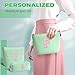 Btffitting Personalized Makeup Bag for Women Girls - Fashion Cosmetic Bag Trendy Travel Toiletry Bag with Initials Letter - Teen Gifts - Green,P
