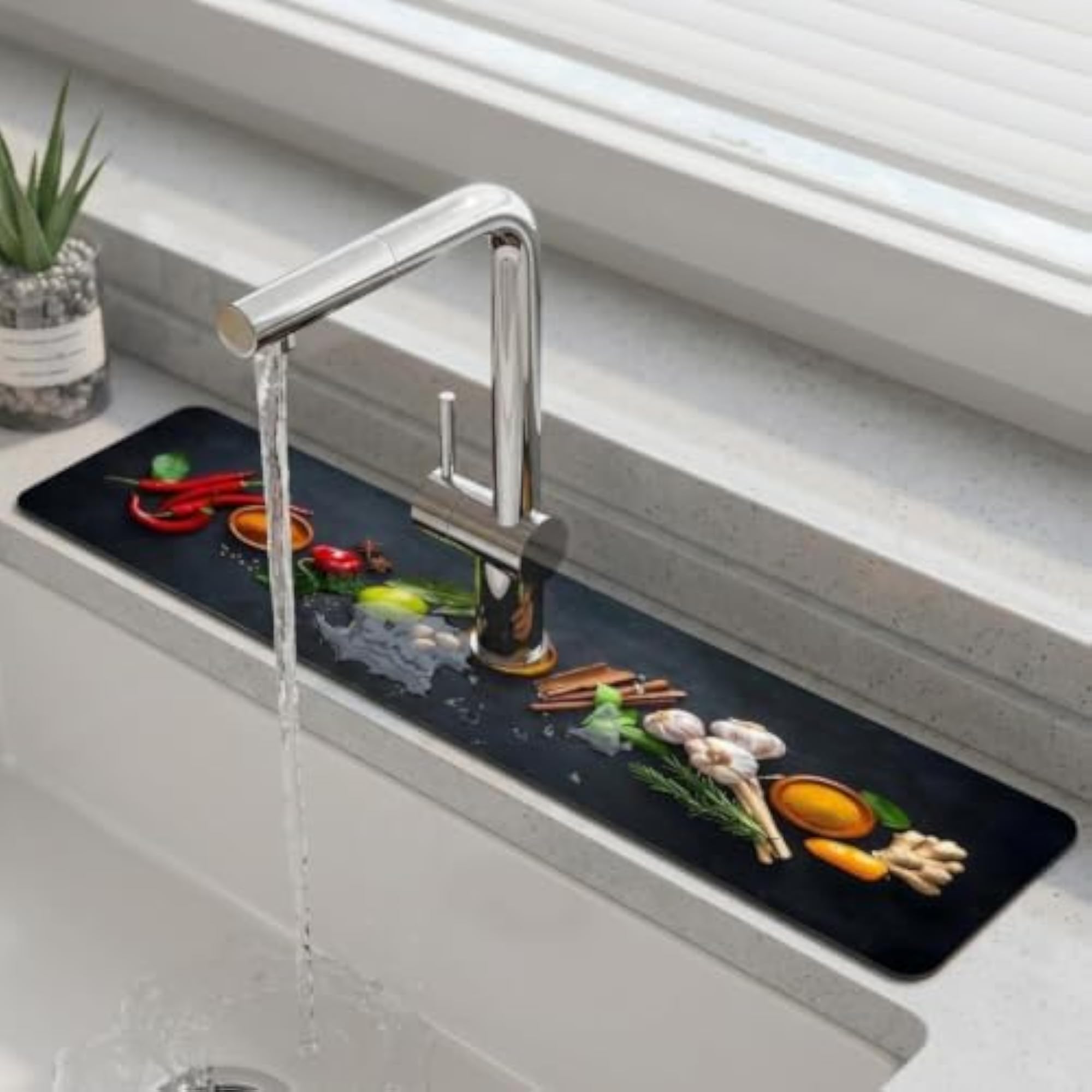 Creative Pattern Kitchen Faucet Absorbent Mat, Eco-Friendly