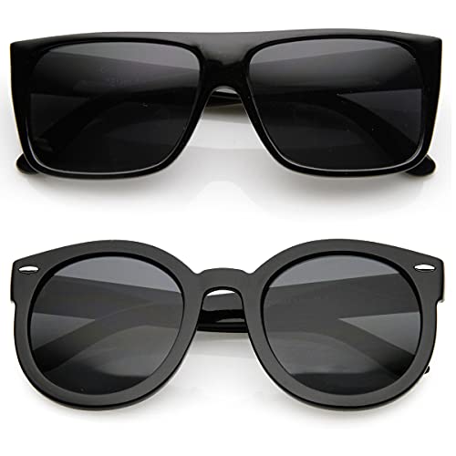 Image of zeroUV - Classic Old School Eazy Loc and Round Retro Oversized Sunglasses with Neutral Lens