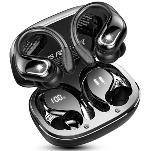 Bluetooth 5.4 Kopfhörer Sport, 75Std 3D-Stereo Kopfhörer Kabellos Bluetooth, IP-X8 Wasserdicht Tiefer Bass Wireless Earbuds, 4 ENC Noise Cancelling Mic Headphones, 7g USB-C in-ear Ohrhörer Gym Joggen