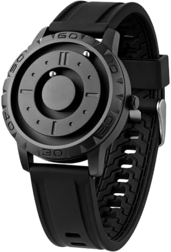 EUTOUR Mens Watch Magnetic Balls No Glass Minimalist Dress Simplicity Quartz Watches Silicone Stainless Steel Leather Strap