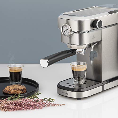 H.Koenig Macchina per espresso professionale, Pressione 20 Bar EXP820, Acciaio inox, Sistema Thermoblock, Serbatoio 1,1L, Pompa barometrica integrata, Scaldatazze, Schiumatore, 1350W - 7