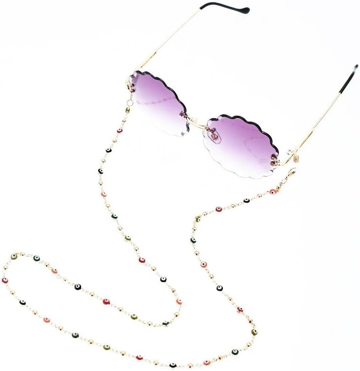 Metal Edging Eyeball Glasses Chain Sunglasses Accessories Multi-color Beads Hanging Neck Rope