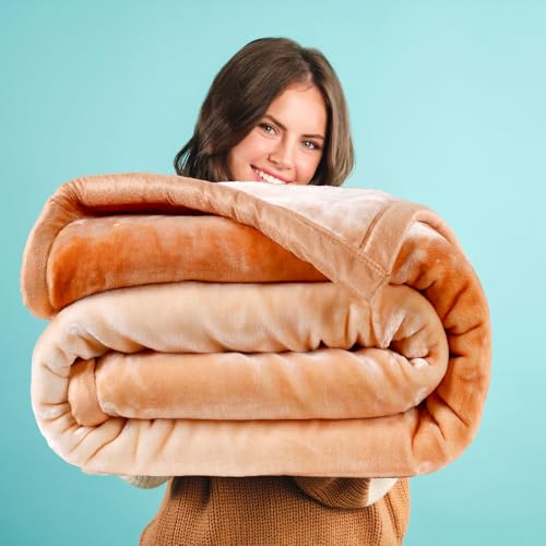 Image of ABRAZO Reversible Mink Blanket for Winter & AC | Double Bed 220x240 cm Soft & Warm Blanket /Dohar /Quilt /Comforter | All Season Use | (Tangerine)