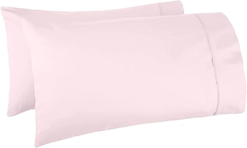 Juego de 2 fundas de almohada de 1000 hilos 100 % algodón egipcio, color rubor Queen, almohadas de fibras largas peinadas 100% algodón natural puro