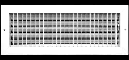 18" X 4" Adjustable AIR Supply Diffuser - HVAC Vent Cover Sidewall or Ceiling - Grille Register - High Airflow - White [Outer Dimensions: 19.75"w X 5.75"h]