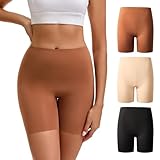 OEIOEI Women's Boyshorts Underwear High Waisted Seamless Boxer Briefs Panties 3-Pack(Black/Taupe/Beige,Small)