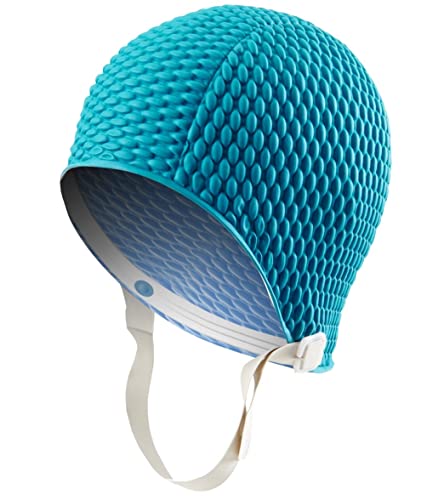 Image of Sporti Bubble Swim Cap With Chin Strap (Teal)