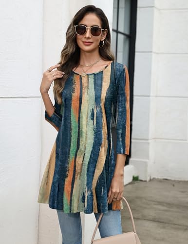 Image of Zeagoo Women Tops 3 /4 Sleeve Dressy Casual Plus Size Tunics Loose Blouses