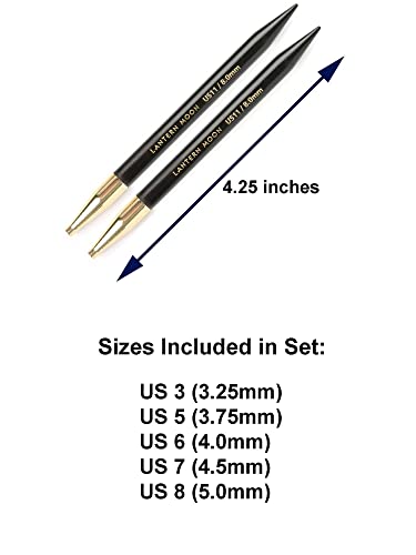Lantern Moon Legacy 5-Inch 5-Pair Interchangeable Circular Knitting Needle Set Handcrafted Ebony Sizes Us 3, 5, 6, 7, 8, Silk Case, 4 Cords, 4 End Caps, 5 Markers Bundle With 1 Artsiga Crafts Bag #TOP3