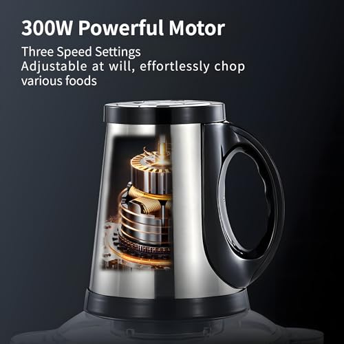 Tviorst Electric Food Processor, 3-Speed Food Chopper with Meat Grinder & Vegetable Chopper - 2 Bowls (8.5 Cup Stainless Steel+8.5 Cup Glass) with Powerful 300W Copper Motor, 2 Bi-Level S Blades - image 3