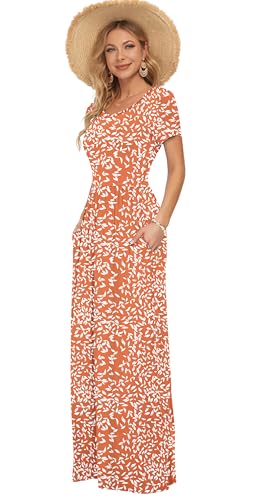Image of AUSELILY Women's Classic Short Sleeve Loose Plain Casual Long Maxi Dresses for Women 2026