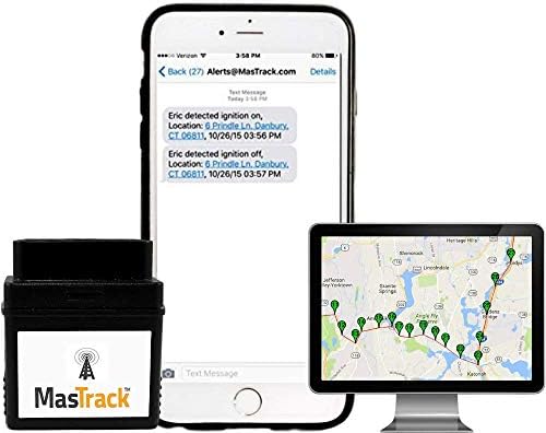 MasTrack- GPS Tracker W/No Contract | Track On Computer Smartphone | Fleet Monitoring Tracking Employees, Teens, Spouse| Plug Into OBD Port Instant Alerts & Engine Diagnostics