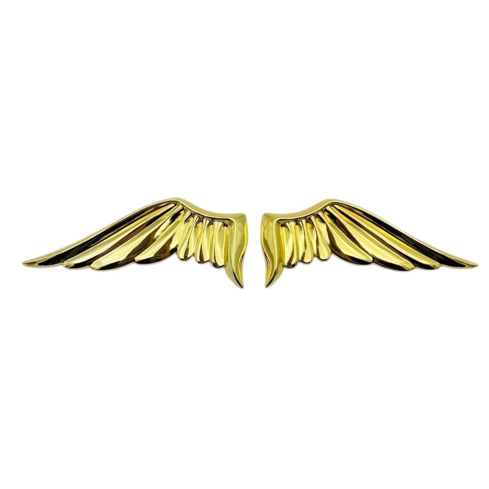 JALILAN 2 Pcs Car Angel Wings Badge Stickers for Fiat Punto Evo | Typ 199 | Bj. 2009-2011, 3D Metal Rear Trunk Tailgate Side Fender Decals, Decorative Exterior Emblem,Gold