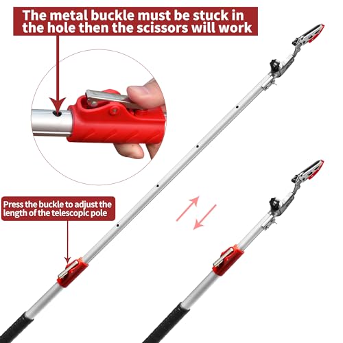 GARTOL Pruner for Garden, Cut Upto 1 Inch & Hold Telescopic Pole Pruner, Fruit Picker with Rotating Blade Head, Lightweight Aluminum Extendable Handle for Tree Branch Cutter, 3.67-5.45 FT, Silver by GARTOL - Image 2